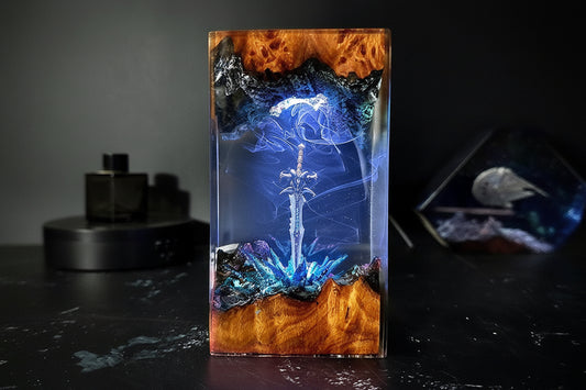 Magic Series Solid Wood Resin Night Light Magic Sword Art Night Light Game Lovers Gifts Christmas Gifts