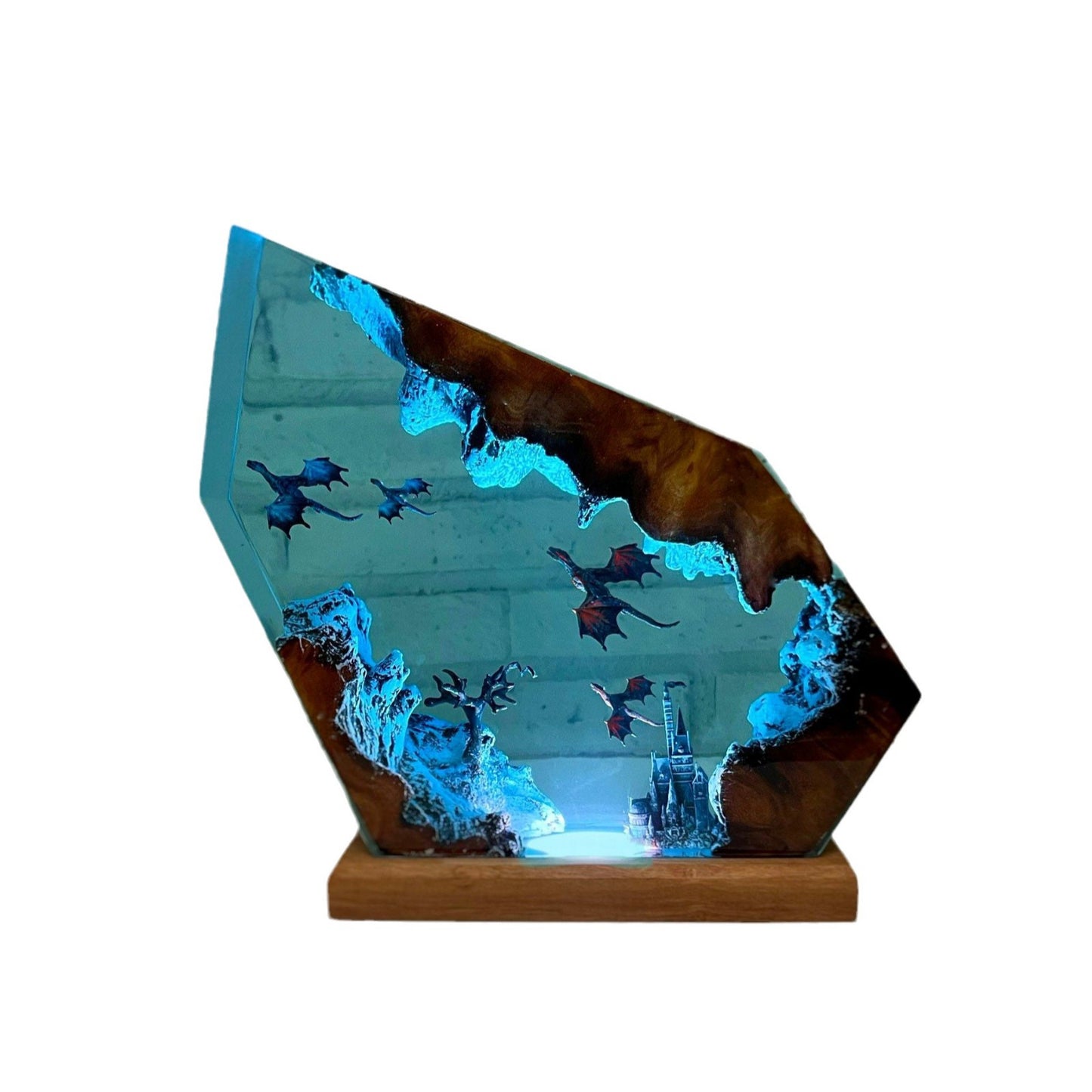 Fire & Ice Dragon Resin Lamp – Fantasy Gift, 3D LED Table Light