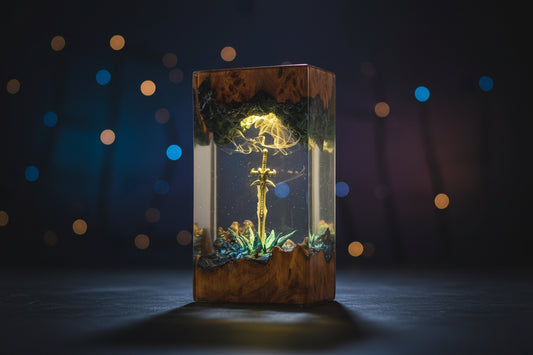 Magic Series Solid Wood Resin Night Light Magic Sword Art Night Light Game Lovers Gifts Christmas Gifts