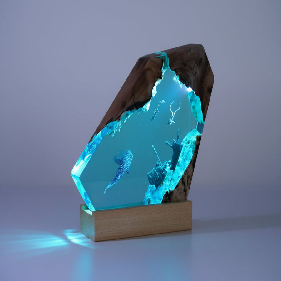 Shipwreck Shark Resin Lamp – Ocean Marine Gift, LED Night Light