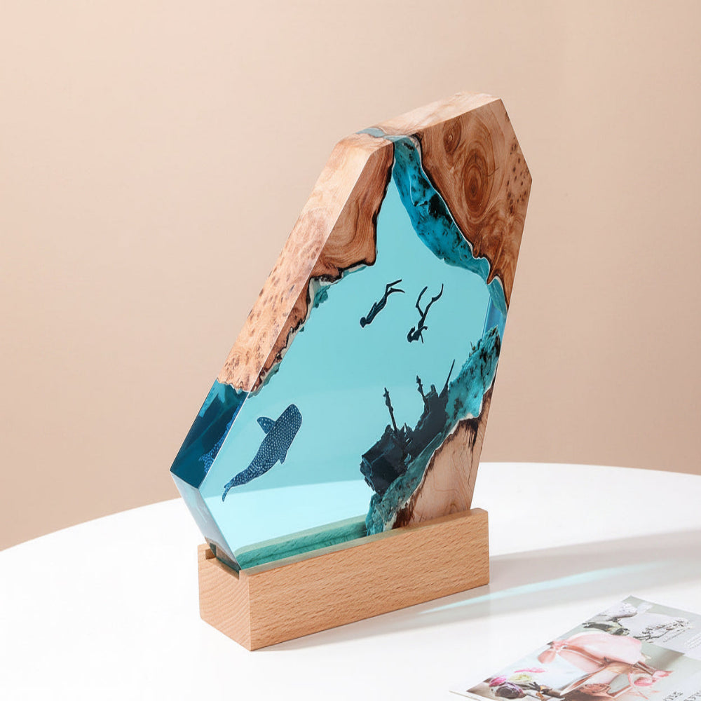 Shipwreck Shark Resin Lamp – Ocean Marine Gift, LED Night Light