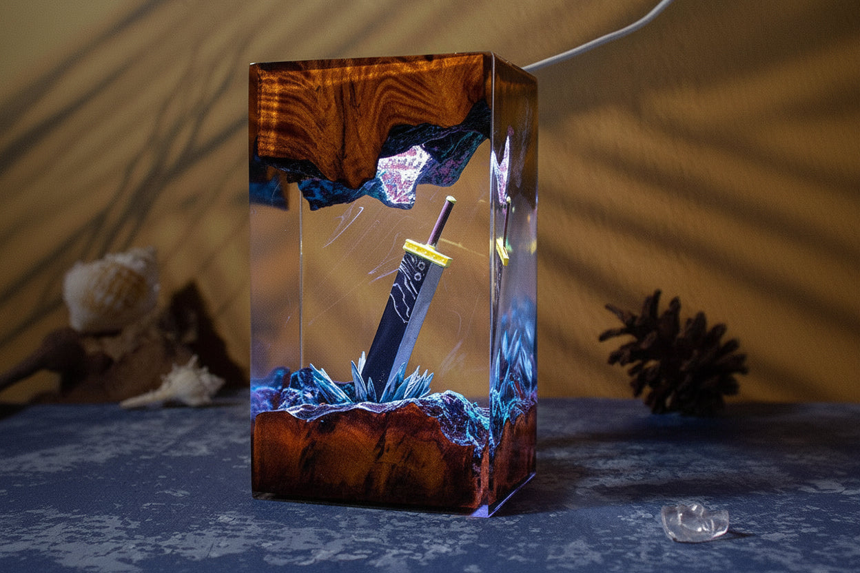 Magic Sword Anime Resin Lamp – Gamer Gift, Transparent LED Desk Light