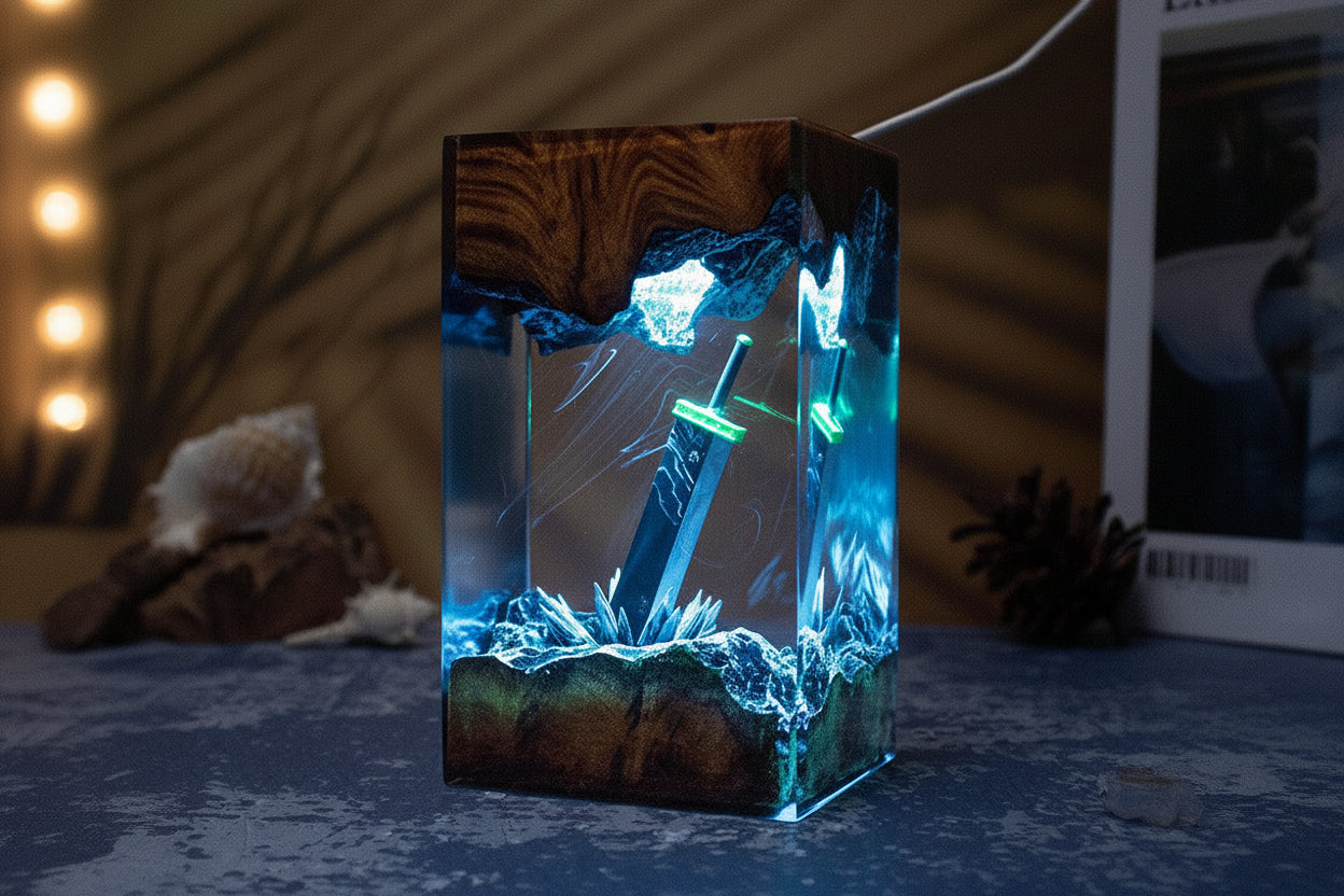 Magic Sword Anime Resin Lamp – Gamer Gift, Transparent LED Desk Light