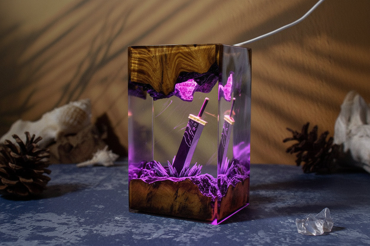 Magic Sword Anime Resin Lamp – Gamer Gift, Transparent LED Desk Light