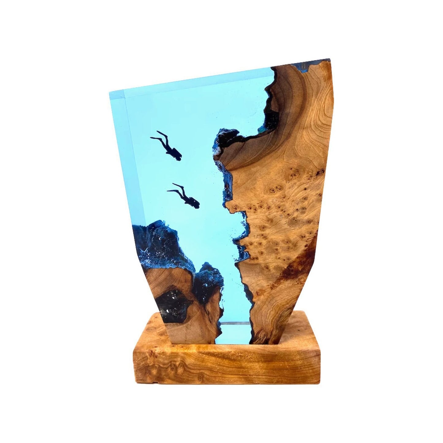 Deep Sea Diver Resin Lamp – Ocean Explorer Gift, LED Wood Night Light