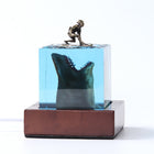 Megalodon Surfer Resin Night Light Cube – Ocean Micro Landscape Lamp, Handmade Sea Decor & Unique Souvenir Gift